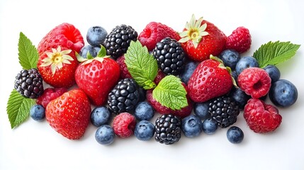 Fototapeta premium Fresh assorted berries forming a colorful and delicious arrangement