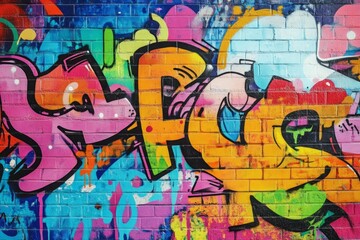 Vivid urban graffiti wall capturing street art energy. Neural network AI generated