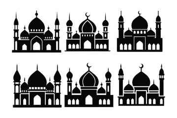 A mosque icon with domes and minarets.