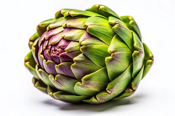 Obraz premium Close-up of Edible Artichoke Bud on White Background - Fresh Produce Stock Photo