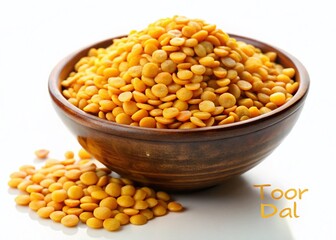 Close-up of Toor Dal Lentils on White Background - High-Resolution Stock Photo