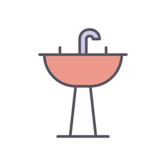 Wash Basin vector icon stock illustration