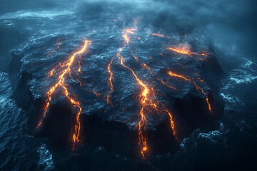 Generative AI Depiction of Geological Faults with Volcanic Activity and Tectonic Processes
