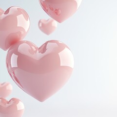 Abstract love background with cute 3D-rendered hearts, soft-focus shadows, clean and simple composition for romantic themes