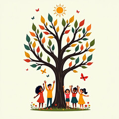 Fototapeta premium The Silhouette Tree Growth, Unity, and Light