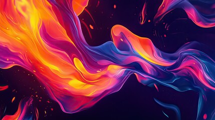 Obraz premium A bold and vibrant illustration of fire, showing fluid, dancing flames against a dark background for dramatic contrast.