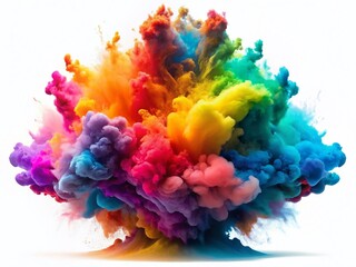 Fototapeta premium Colorful Ink Cloud Explosion: Abstract Art Digital Silhouette on White Background - High-Resolution Stock Photo