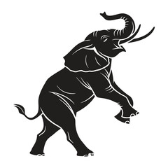 Elegant Black and White Elephant Silhouette Vector Illustration