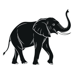 Obraz premium Elegant Black and White Elephant Silhouette Vector Illustration