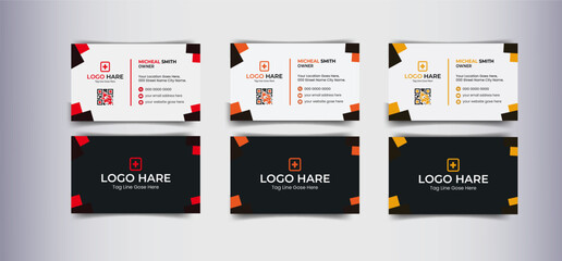 business card design. double sided Simple and Clean 3 color Business Card Template.	