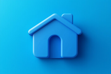 Close up of a 3D blue House icon isolated