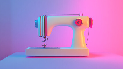 sewing machine animation on colored background