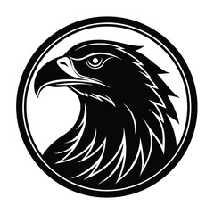Fototapeta premium Eagle Head Silhouette in Circle Vector Art Illustration, Black Eagle Artwork