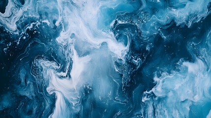 Fototapeta premium Flowing waves of blue hues creating a serene and dynamic cosmic scene.
