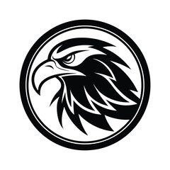 Fototapeta premium Eagle Head Silhouette in Circle Vector Art Illustration, Black Eagle Artwork