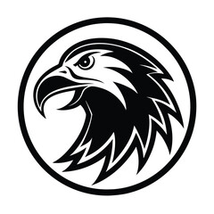 Eagle Head Silhouette in Circle Vector Art Illustration, Black Eagle Artwork