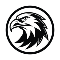 Eagle Head Silhouette in Circle Vector Art Illustration, Black Eagle Artwork