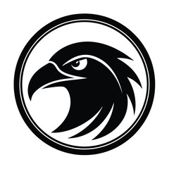 Eagle Head Silhouette in Circle Vector Art Illustration, Black Eagle Artwork