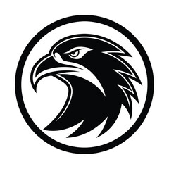 Eagle Head Silhouette in Circle Vector Art Illustration, Black Eagle Artwork