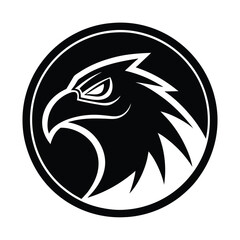 Eagle Head Silhouette in Circle Vector Art Illustration, Black Eagle Artwork