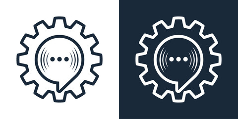 Gear  chat music Logo Design Vector Icon Symbol Illustrations.