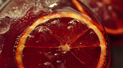 Refreshing Citrus Beverage with Slices in Close-Up View