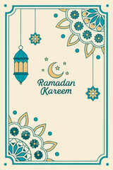 A beautiful, elegant greeting card design for Ramadan Kareem.