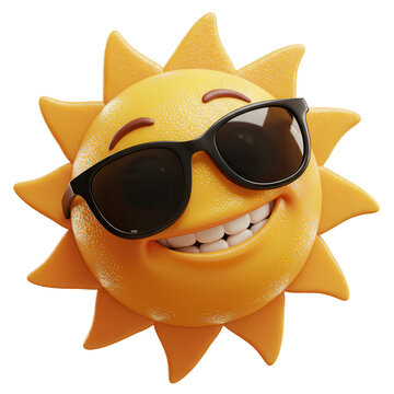 sol com &oacute;culos ver&atilde;o 3d fundo transparente
