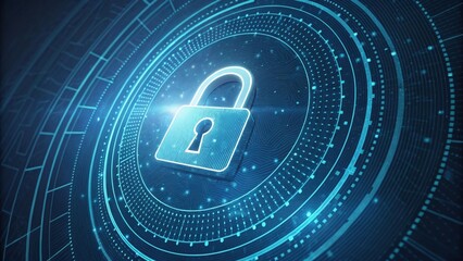 Cybersecurity digital lock, data protection, online security