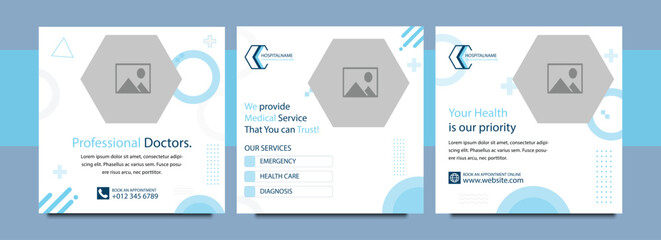 Medical healthcare social media post flyer design and hospital clinic or doctor social media post template