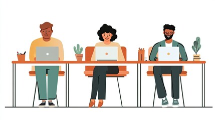Customer service agents at their desks, efficiently working on laptops to provide professional support.