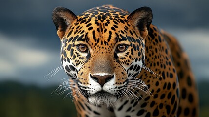 Obraz premium Majestic Jaguar Staring with Intense Eyes in Its Natural Habitat