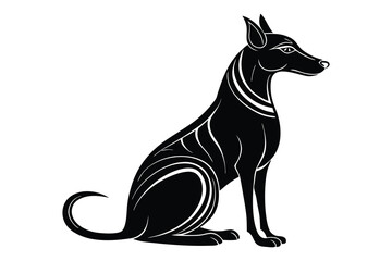 Black Dog Silhouette on White Background. Minimalist Pet Illustration.
