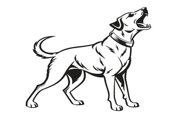 Black Dog Silhouette on White Background. Minimalist Pet Illustration.