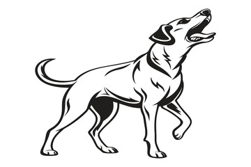 Black Dog Silhouette on White Background. Minimalist Pet Illustration.