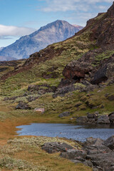 Naklejka premium Hiking from Tasiusak to Qassiarsuk in south Greenland