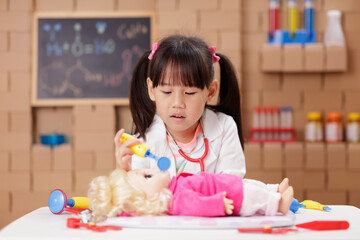 A young girl was conducting a science experiment at home.