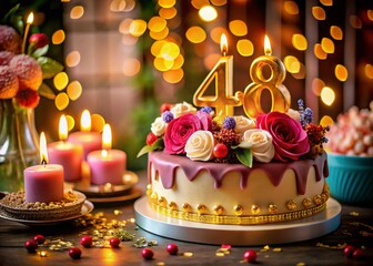 Delicious 48th Birthday Cake, Festive Celebration, Sweet Treats, Party Dessert, Birthday Party