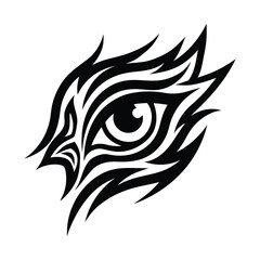 Tribal Eye Tattoo Design in Black and White with Sharp Abstract Patterns
