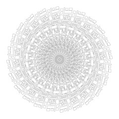 Abstract spiral mandala in minimalist style black and white style for your medium content books.