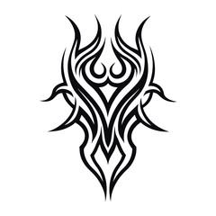 Abstract Tribal Tattoo Design Black Ink Vector Art.
