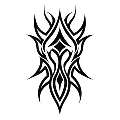 Abstract Tribal Tattoo Design Black Ink Vector Art.
