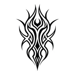 Abstract Tribal Tattoo Design Black Ink Vector Art.