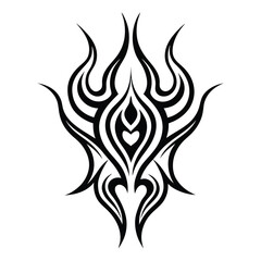 Abstract Tribal Tattoo Design Black Ink Vector Art.