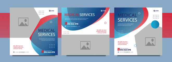 Medical healthcare social media post flyer design and hospital clinic or doctor social media post template