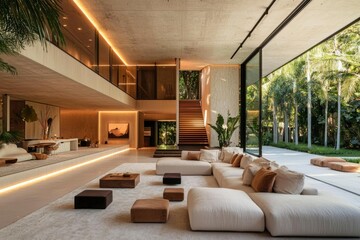 Fototapeta premium Living room with nature view for real estate marketing and luxury lifestyle