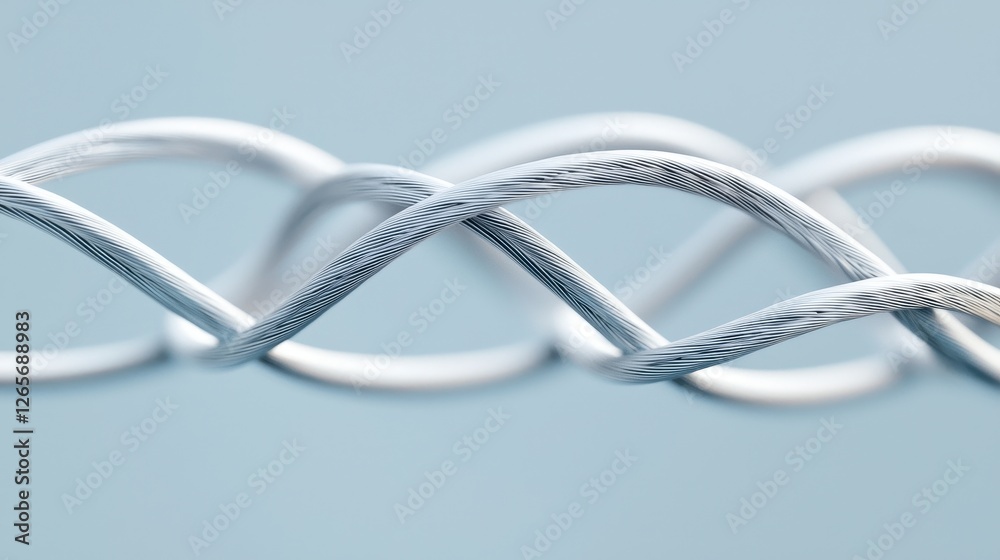 Poster Close-Up of Twisted Metal Wires Creating a Complex Pattern with Soft Lighting and Subtle Background Color