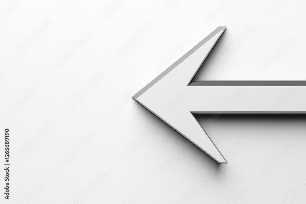 Poster minimalistic left arrow design against a clean white background for directional signage or graphic u