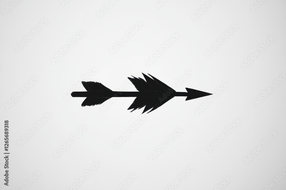 Poster Black arrow illustration on a plain background with a sharp design and stylized feathers