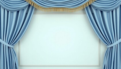 blue curtains on a white background